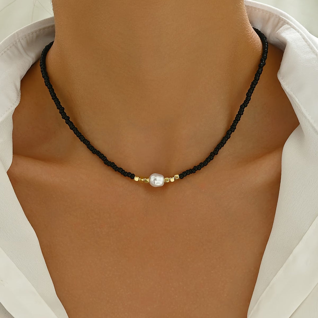 Nysa - Elegant Pearl Accents Necklace