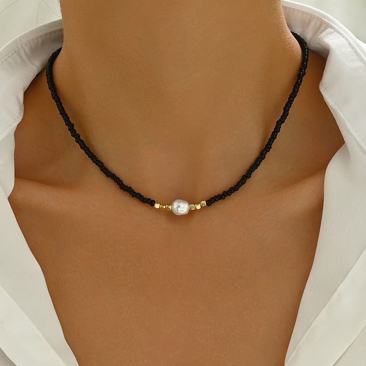 Nysa - Elegant Pearl Accents Necklace