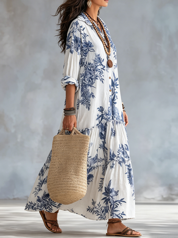 Faina | Floral Print Chiffon Maxi Dress