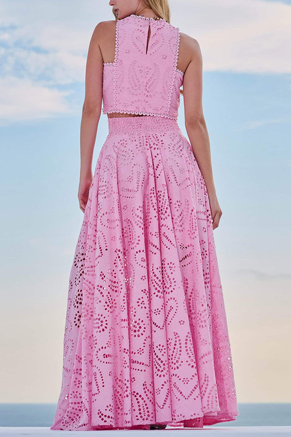 Larissa | Embroidered, High-Waist Maxi Skirt Set