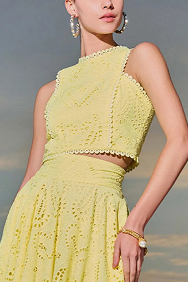 Larissa | Embroidered, High-Waist Maxi Skirt Set