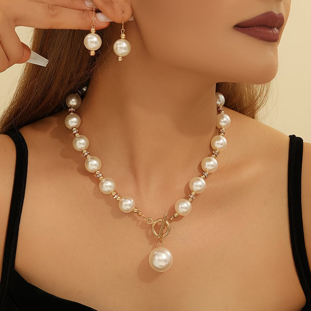 Nysa - Chunky Pearl Statement Necklace Set