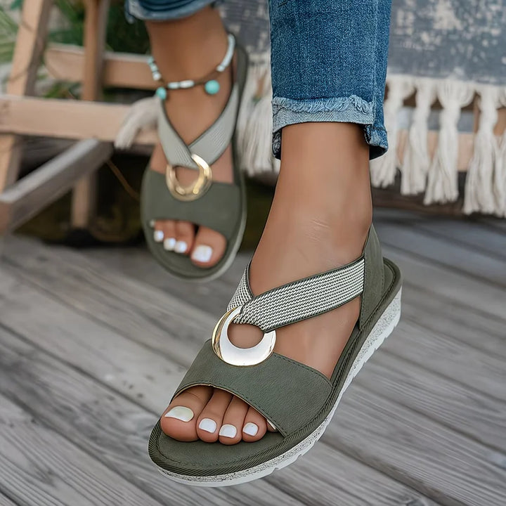 Amy's Wardrobe | Sleek Flat Sandals with Metal Buckle