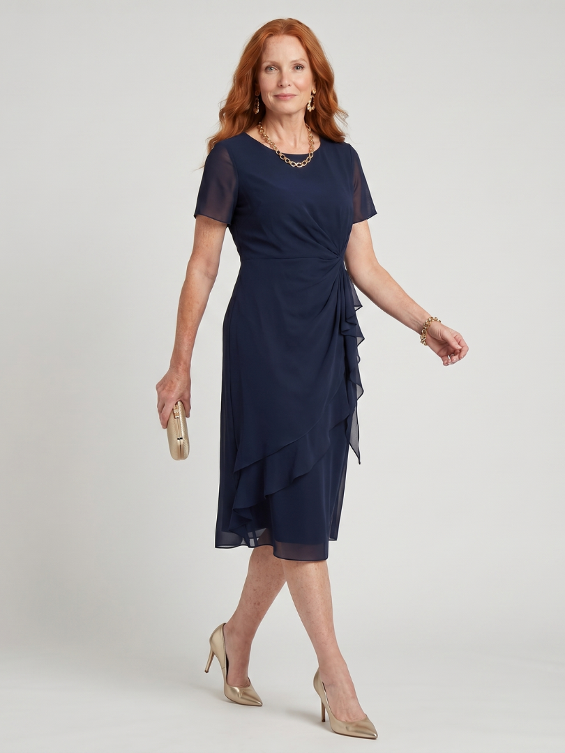 Ember | Elegant Three Quarter Sleeve Midi Dress