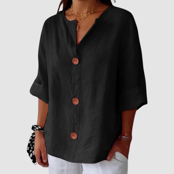 Leah | Casual Three Quarter Sleeve Linen Blouse