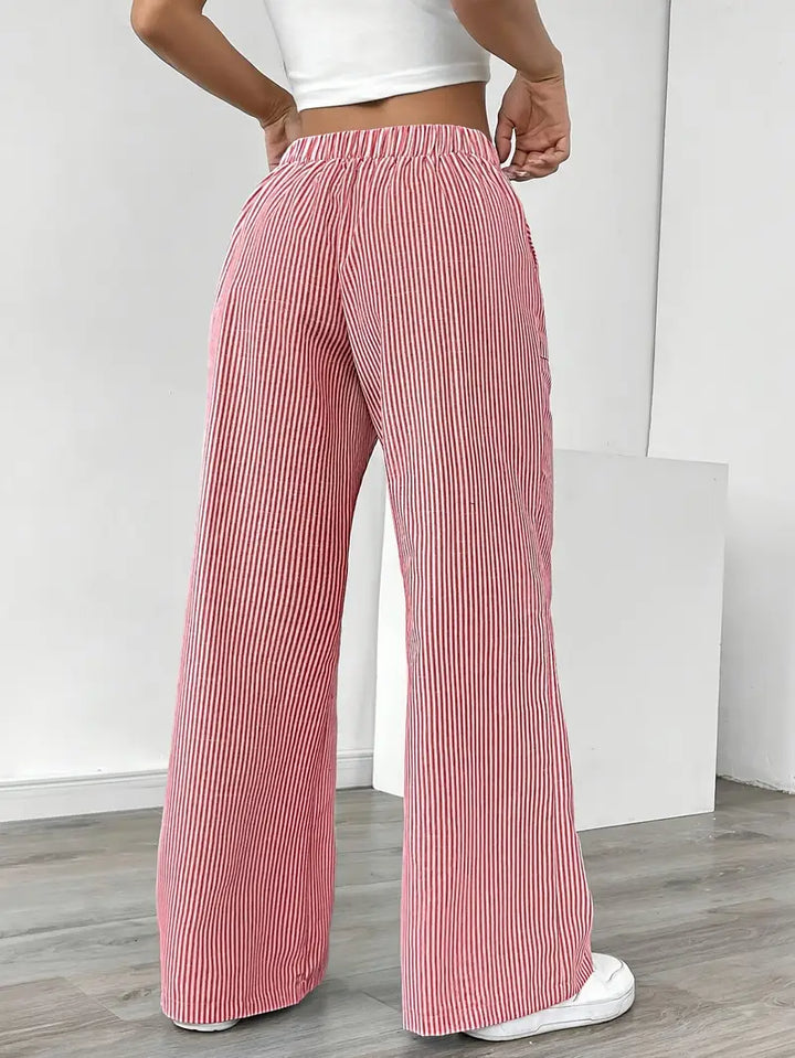 Elise Relaxed Stripe Pants | Casual Comfort Wide Leg Trousers