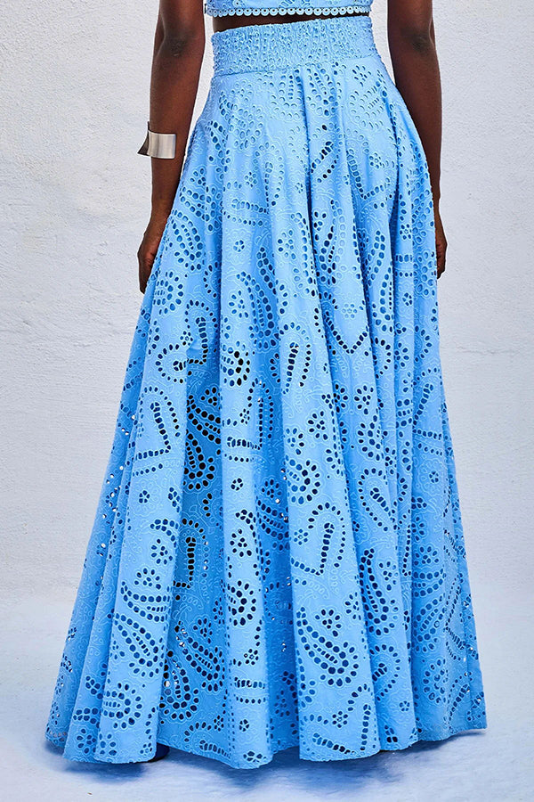 Larissa | Embroidered, High-Waist Maxi Skirt Set