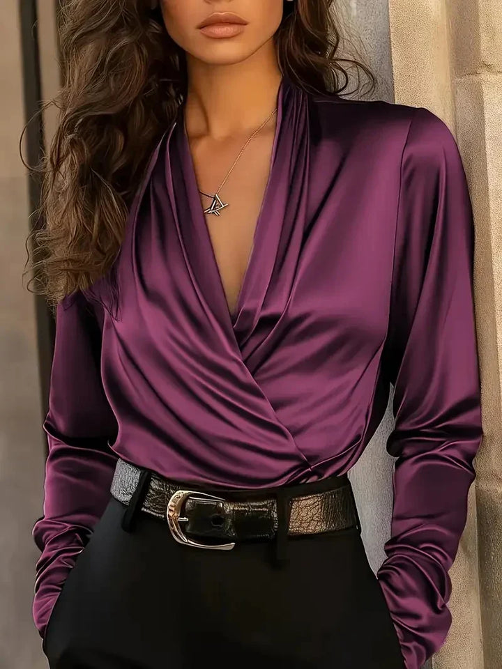 Rosalynn - Elegant V-Neck Three Quarter Sleeve Top