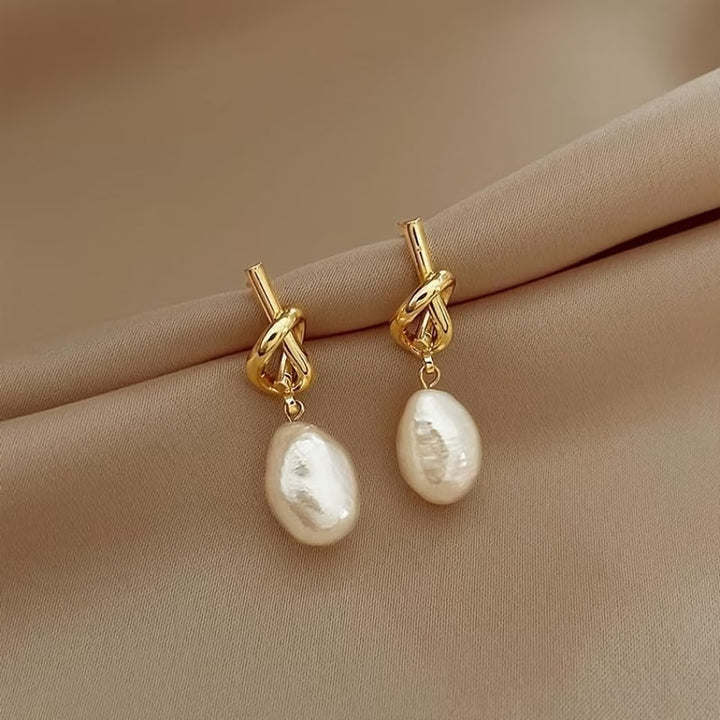 Knotted Pearl Elegance | Statement Earrings