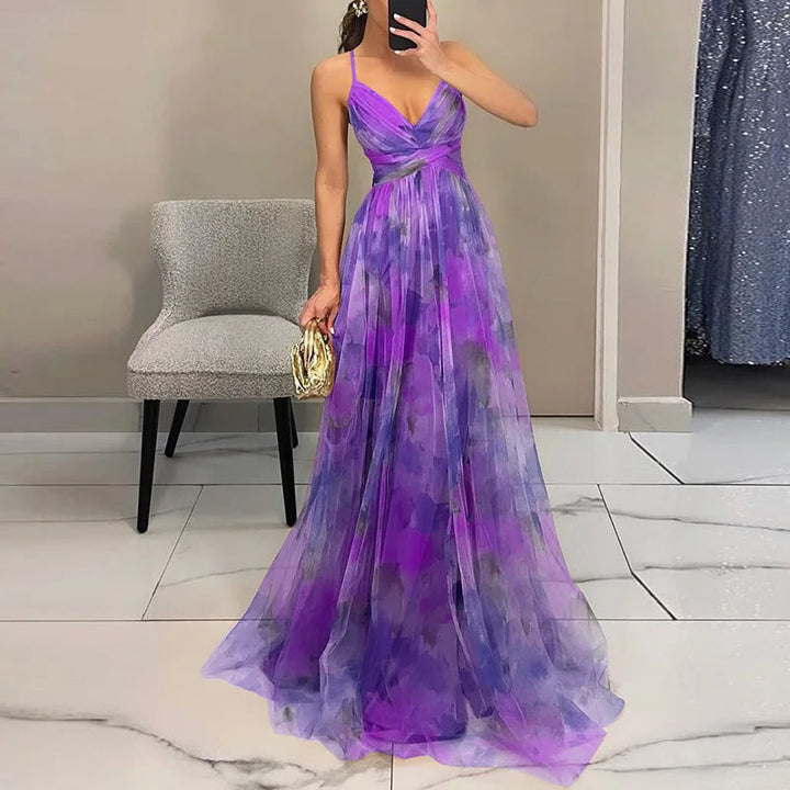 Amy's Wardrobe | Women's V-Neck Dress with Flowing Skirt