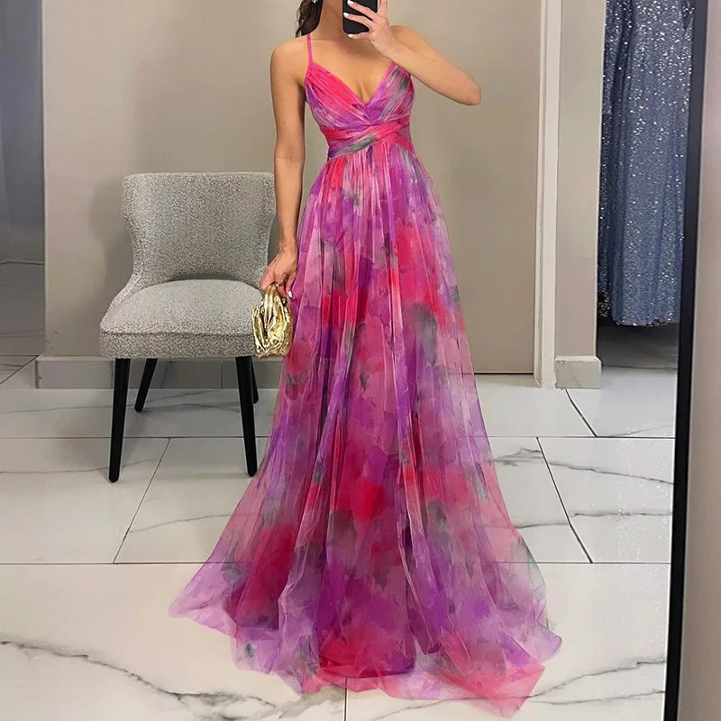 Amy's Wardrobe | Women's V-Neck Dress with Flowing Skirt