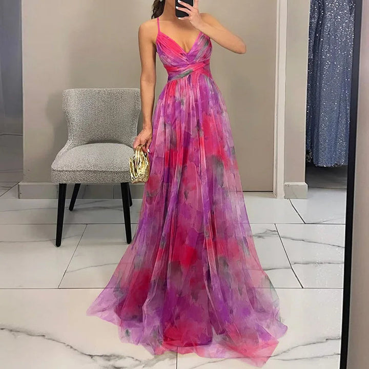 Amy's Wardrobe | Women's V-Neck Dress with Flowing Skirt