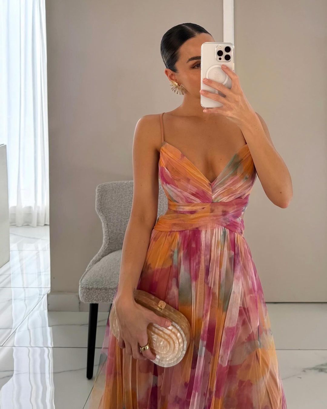 Amy's Wardrobe | Women's V-Neck Dress with Flowing Skirt