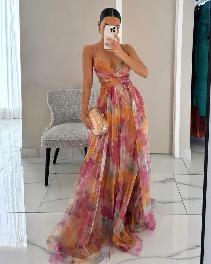 Amy's Wardrobe | Women's V-Neck Dress with Flowing Skirt