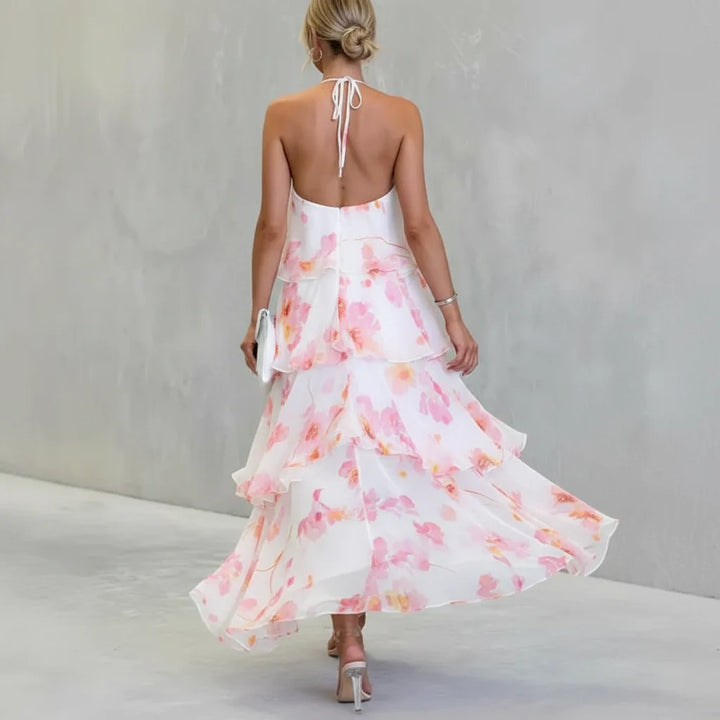 Estrella | Floral Print Three Quarter Sleeve Midi Dress