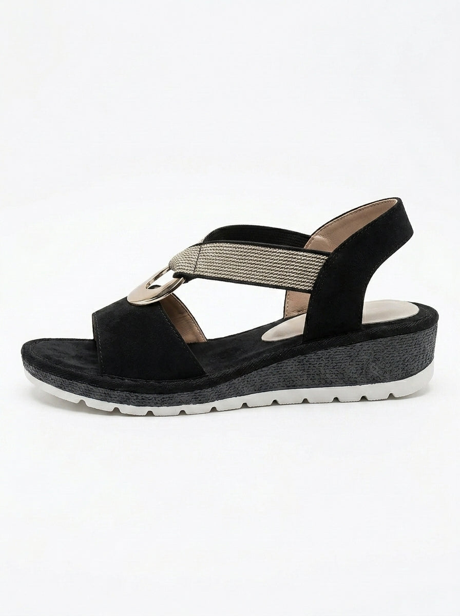 Amy's Wardrobe | Sleek Flat Sandals with Metal Buckle