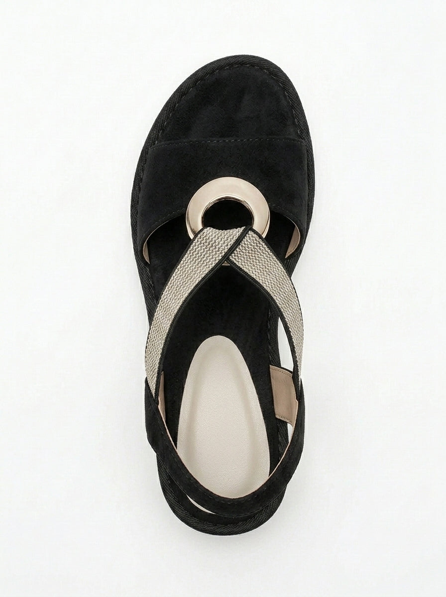 Amy's Wardrobe | Sleek Flat Sandals with Metal Buckle
