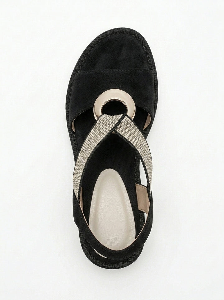 Amy's Wardrobe | Sleek Flat Sandals with Metal Buckle