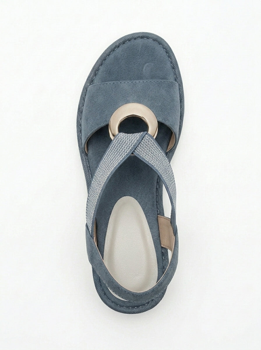 Amy's Wardrobe | Sleek Flat Sandals with Metal Buckle