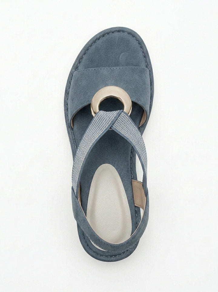 Amy's Wardrobe | Sleek Flat Sandals with Metal Buckle
