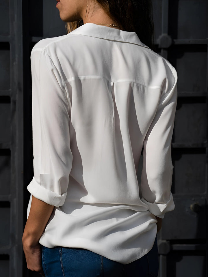 Amy's Wardrobe | V-Neck Fluid Silk Blouse