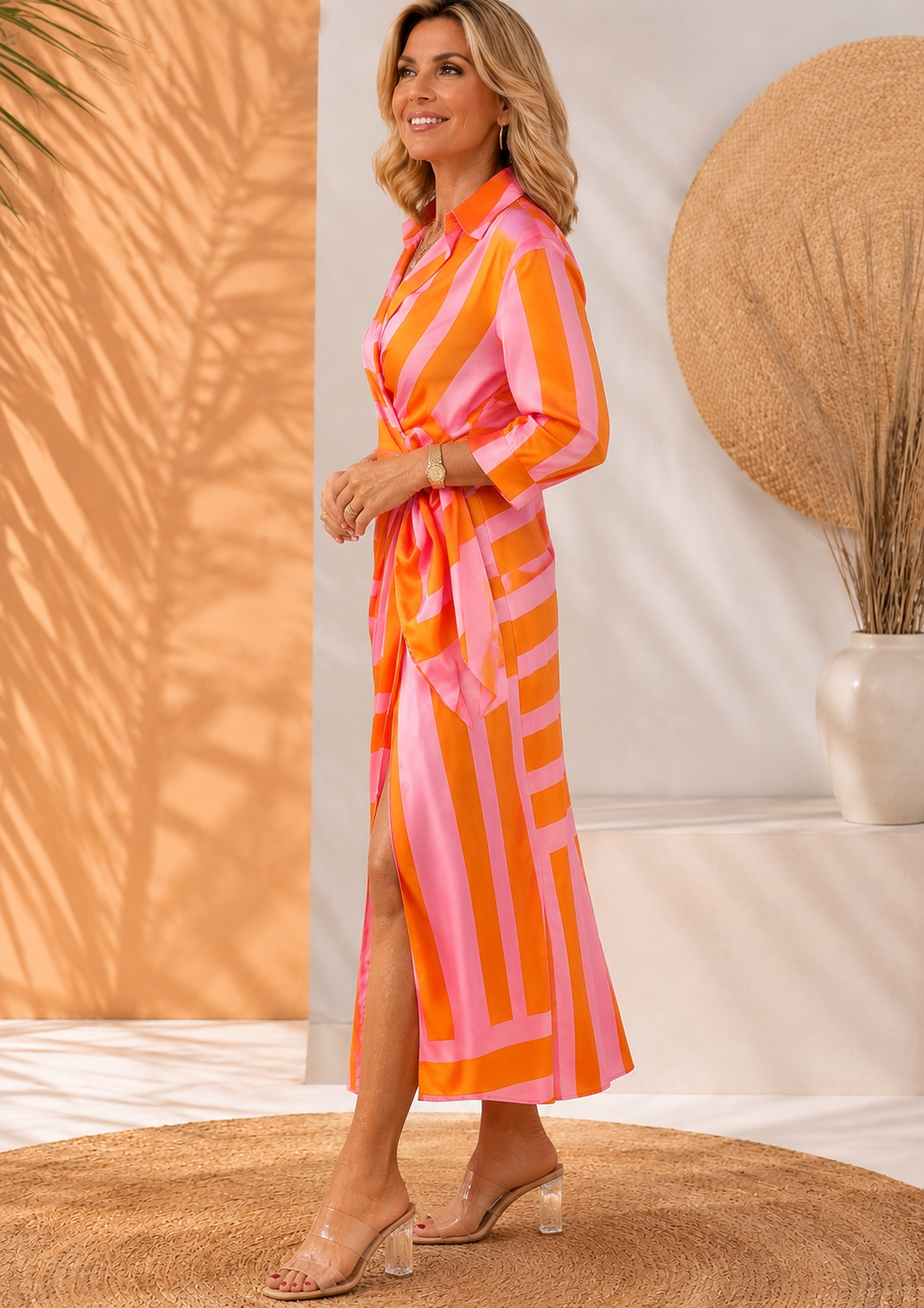 Olena | Floral Print Three Quarter Sleeve Maxi Dress