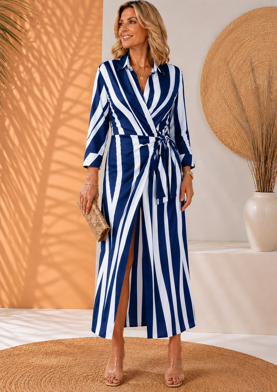 Olena | Floral Print Three Quarter Sleeve Maxi Dress