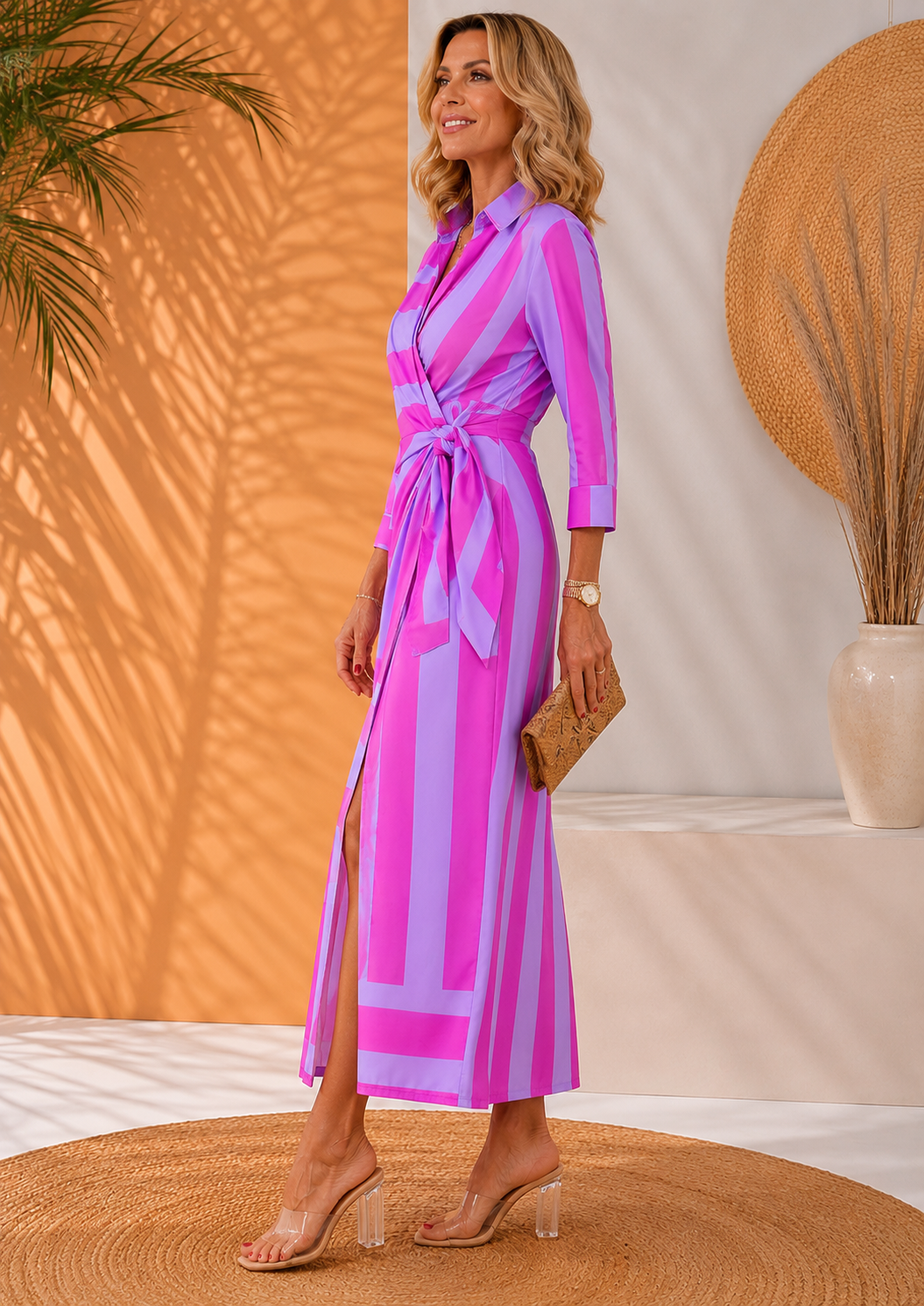 Olena | Floral Print Three Quarter Sleeve Maxi Dress