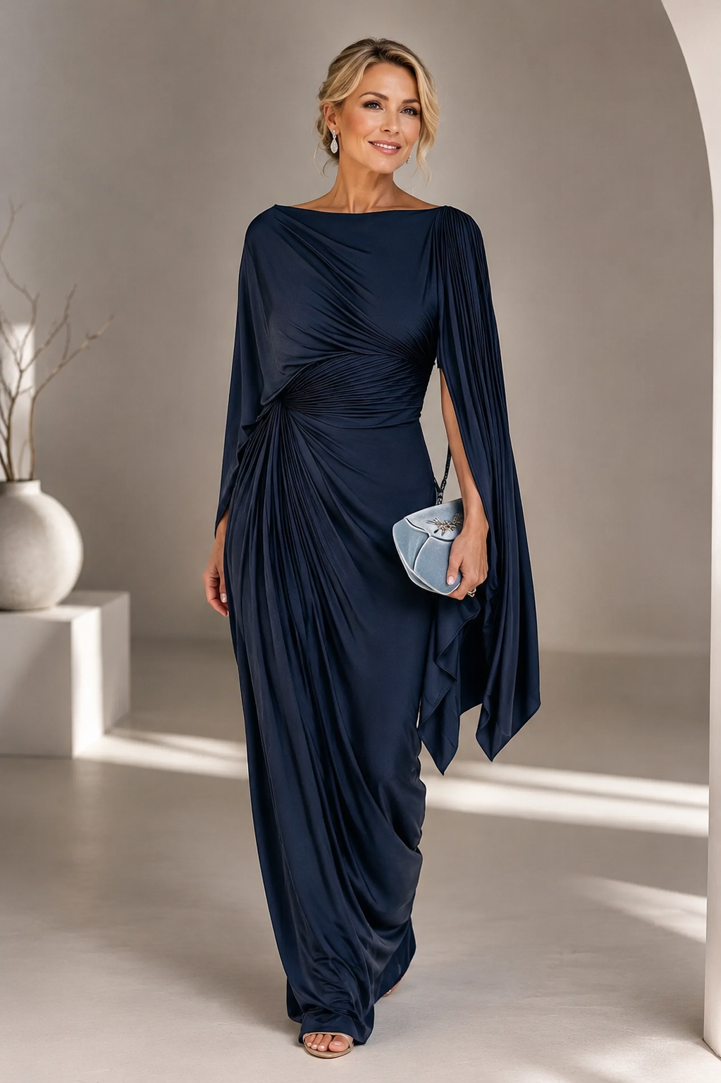 Meryl | Floral Print Three Quarter Sleeve Maxi Dress