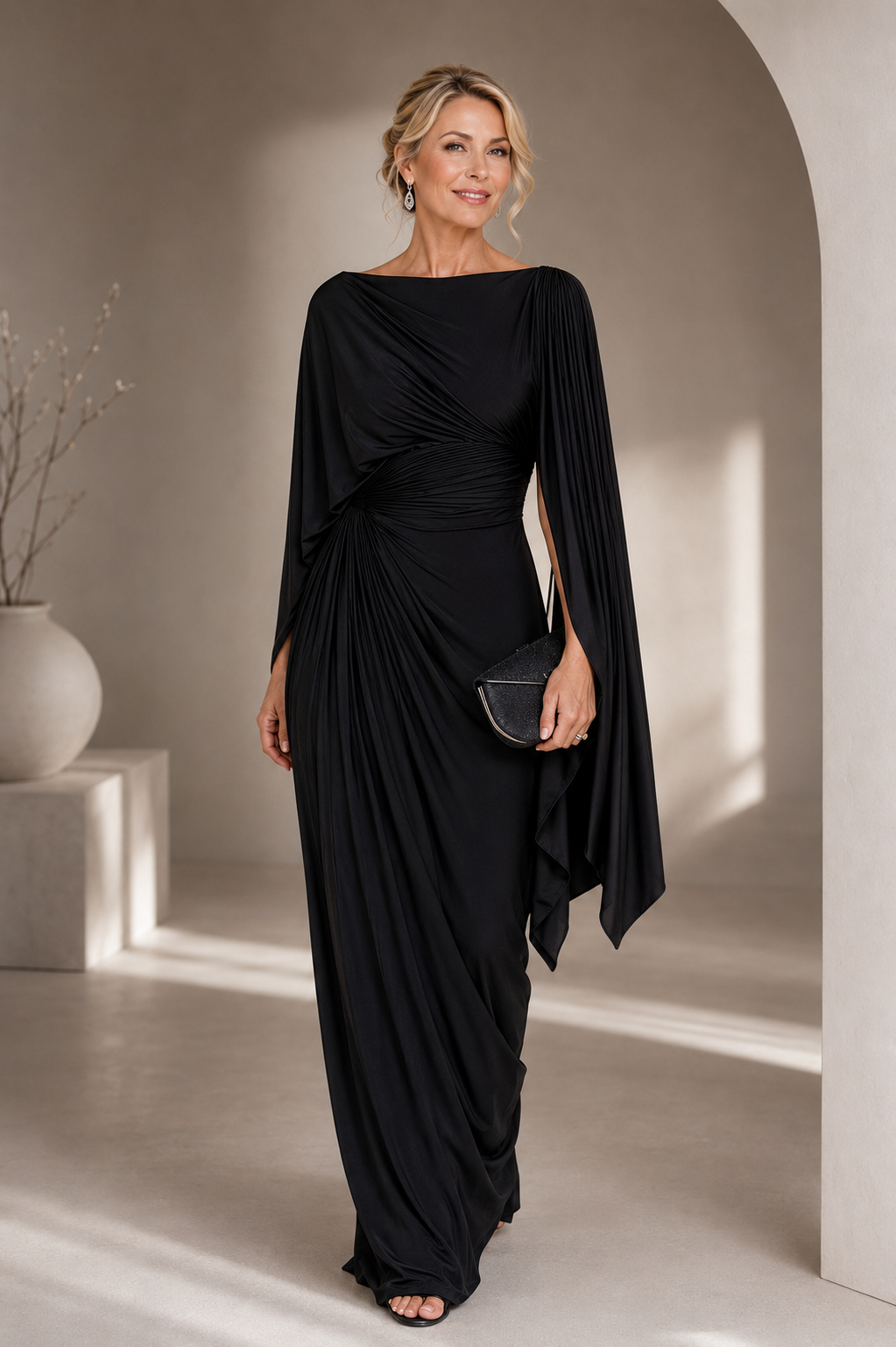 Merideth | Floral Print Three Quarter Sleeve Maxi Dress