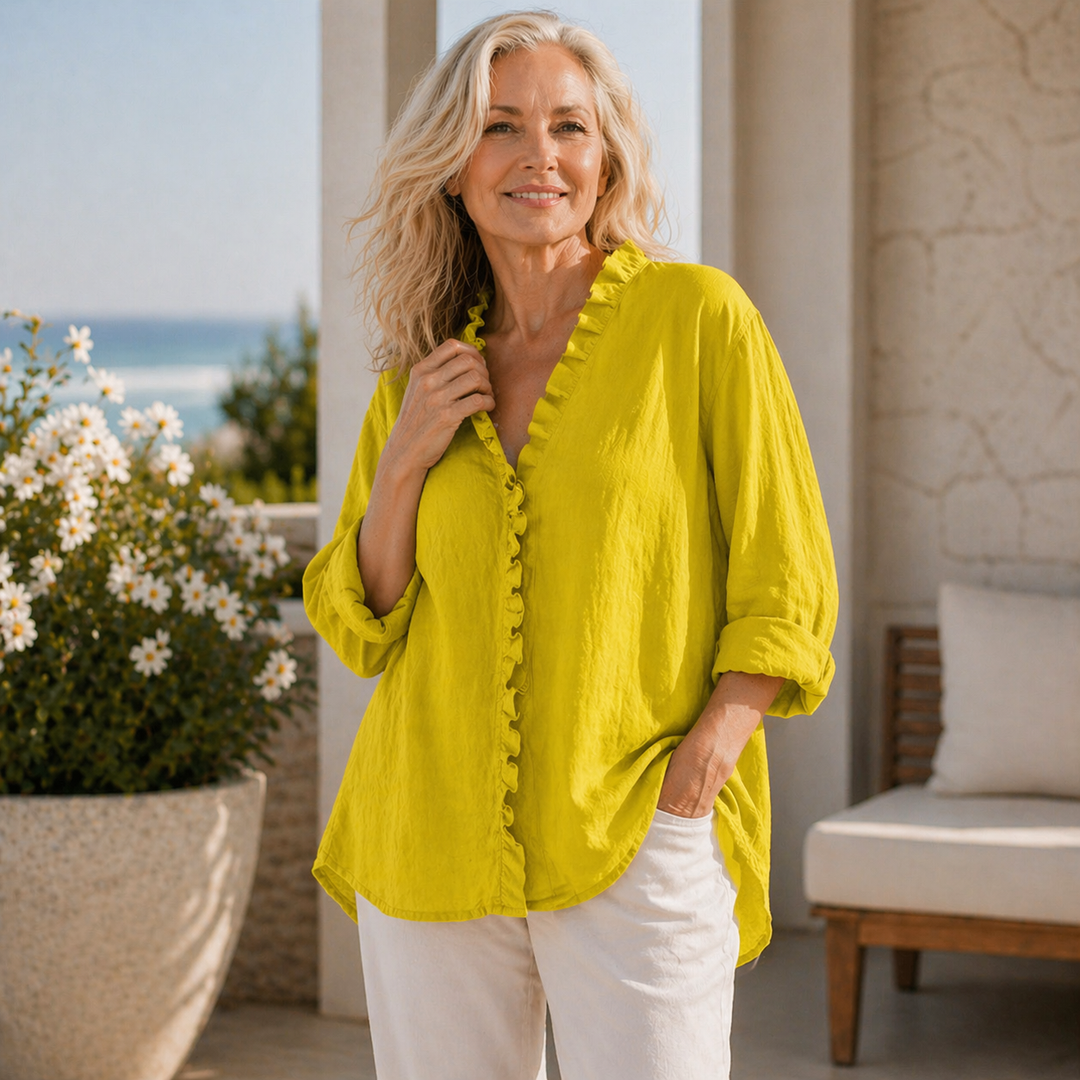 Amy's Wardrobe | Ruffle Shirt in Cotton and Linen