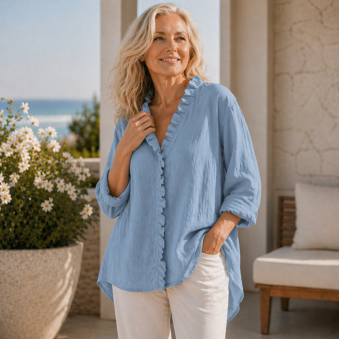 Amy's Wardrobe | Ruffle Shirt in Cotton and Linen