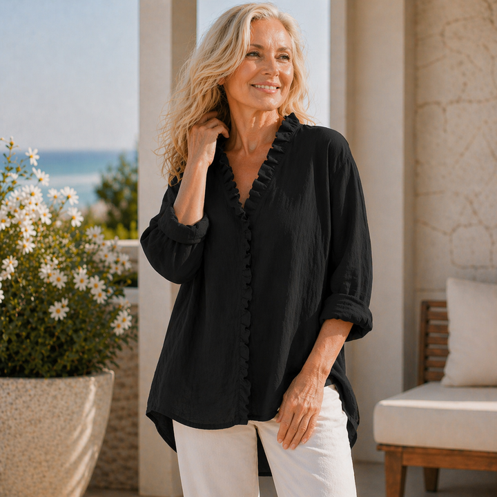 Amy's Wardrobe | Ruffle Shirt in Cotton and Linen