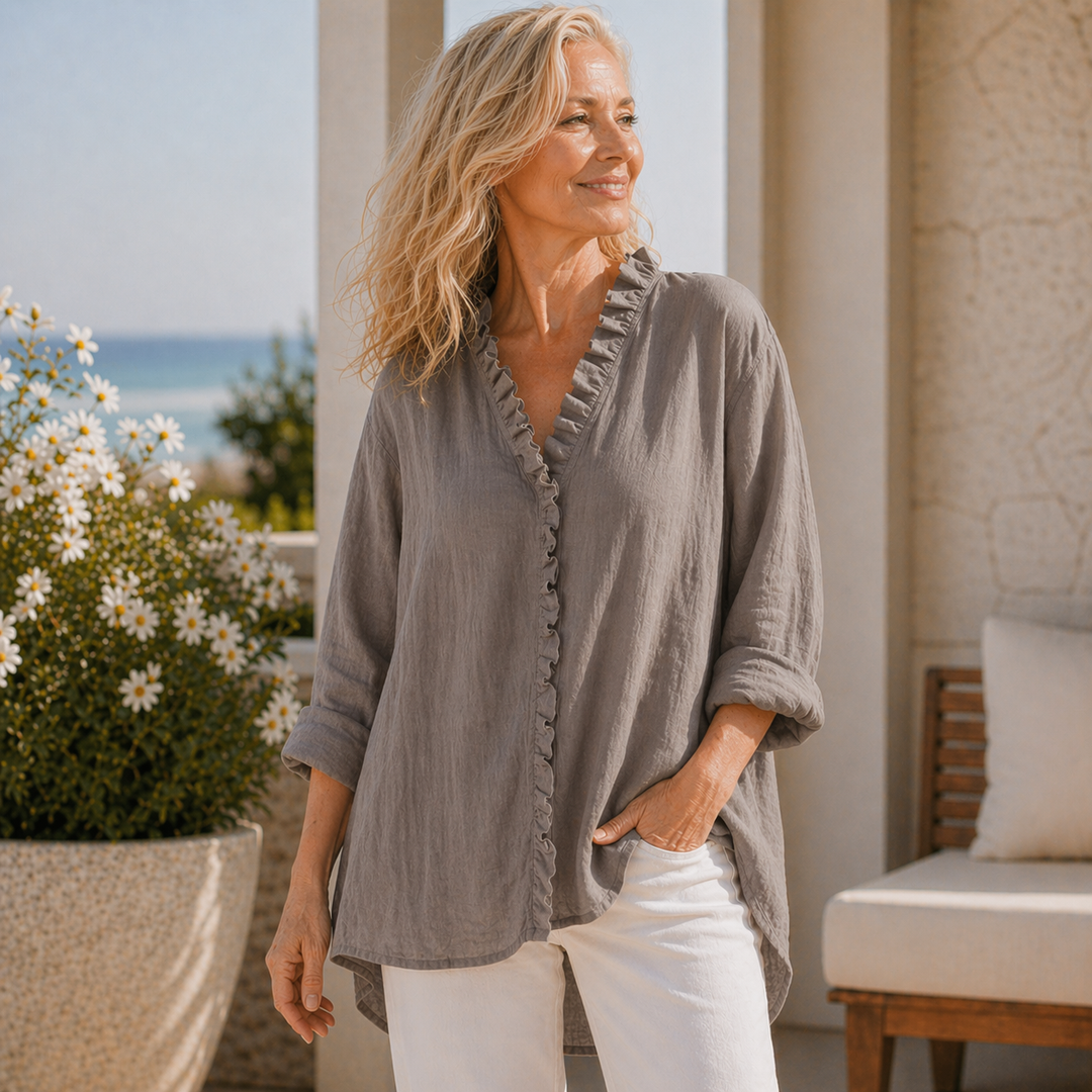 Amy's Wardrobe | Ruffle Shirt in Cotton and Linen
