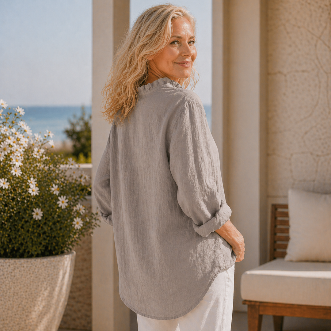 Amy's Wardrobe | Ruffle Shirt in Cotton and Linen