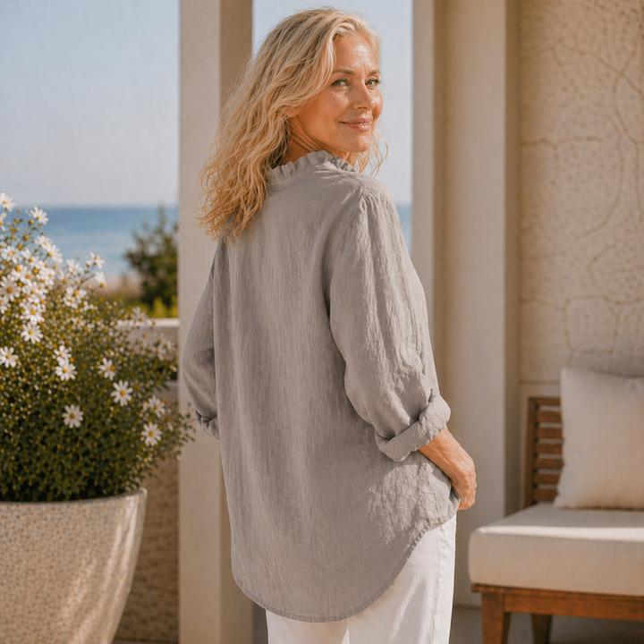 Amy's Wardrobe | Ruffle Shirt in Cotton and Linen