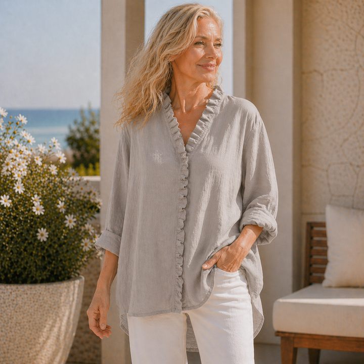 Amy's Wardrobe | Ruffle Shirt in Cotton and Linen