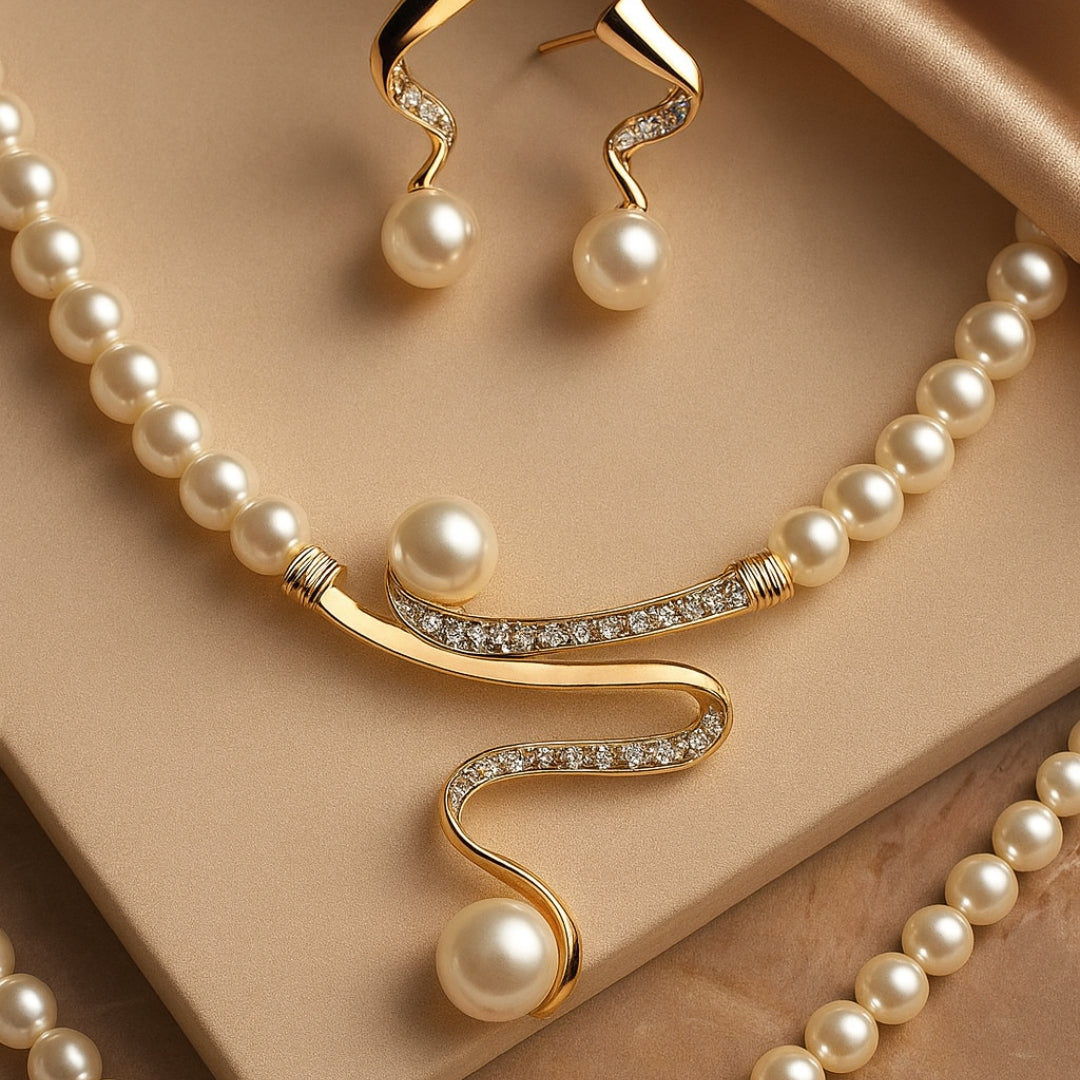 Amy's Wardrobe | Elegant Natural Pearl Necklace Set