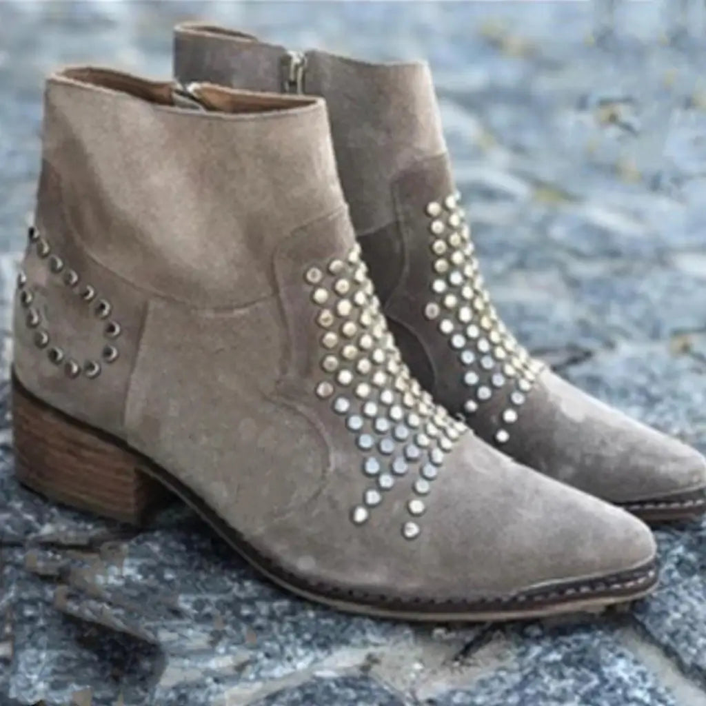 Nysa - Studded Leather Ankle Boots