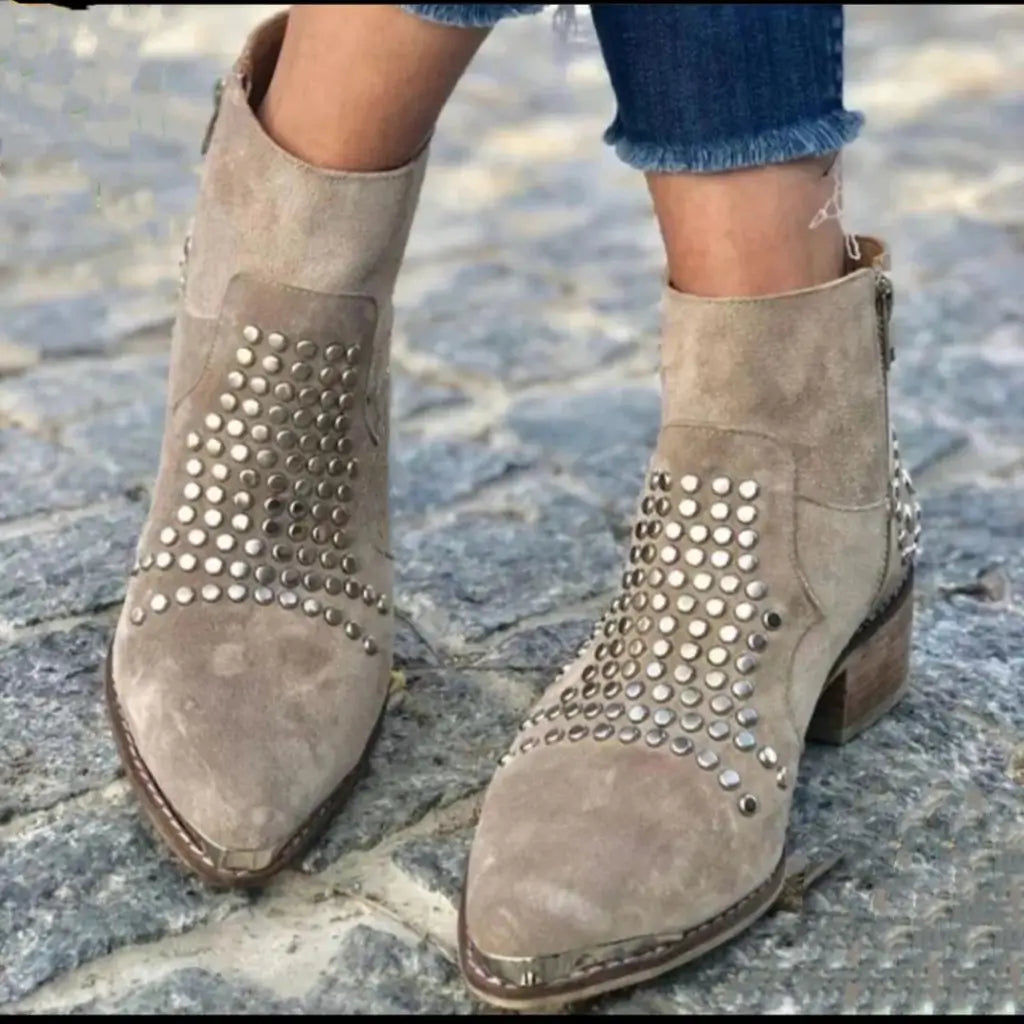 Nysa - Studded Leather Ankle Boots