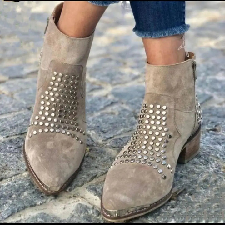 Nysa - Studded Leather Ankle Boots