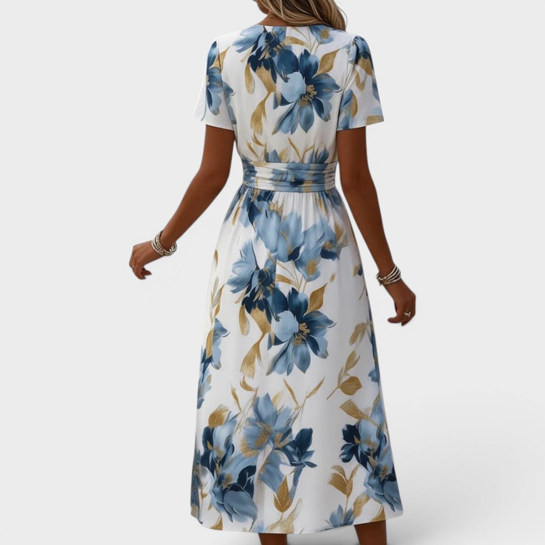 Eirene | Floral Print Three Quarter Sleeve Midi Dress