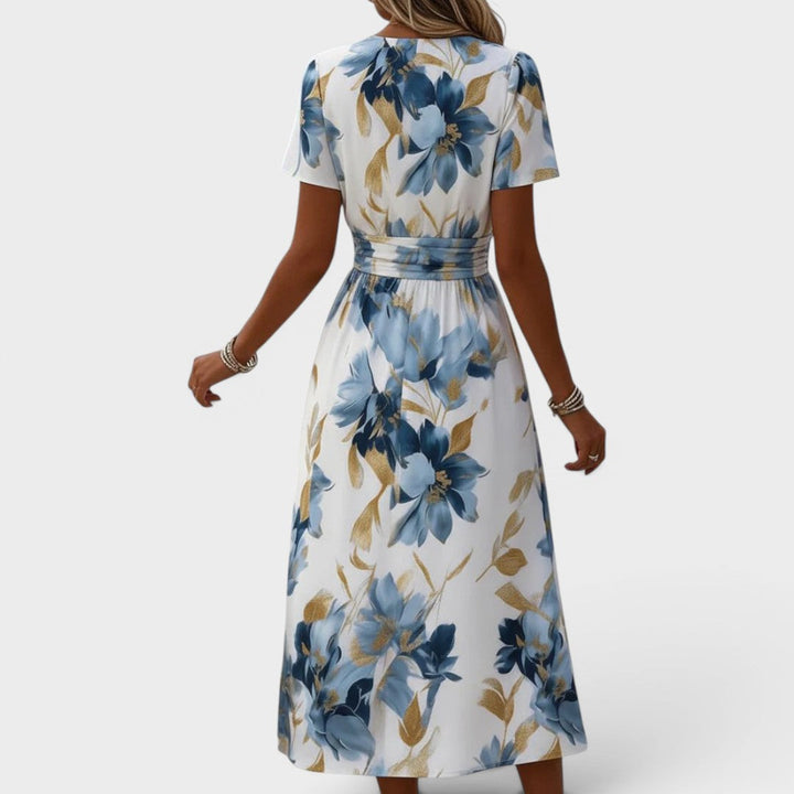 Eirene | Floral Print Three Quarter Sleeve Midi Dress