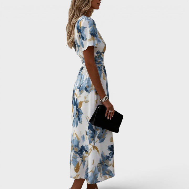 Eirene | Floral Print Three Quarter Sleeve Midi Dress