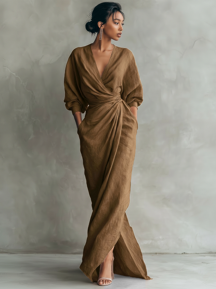 Joelle | Floral Print Three Quarter Sleeve Maxi Dress