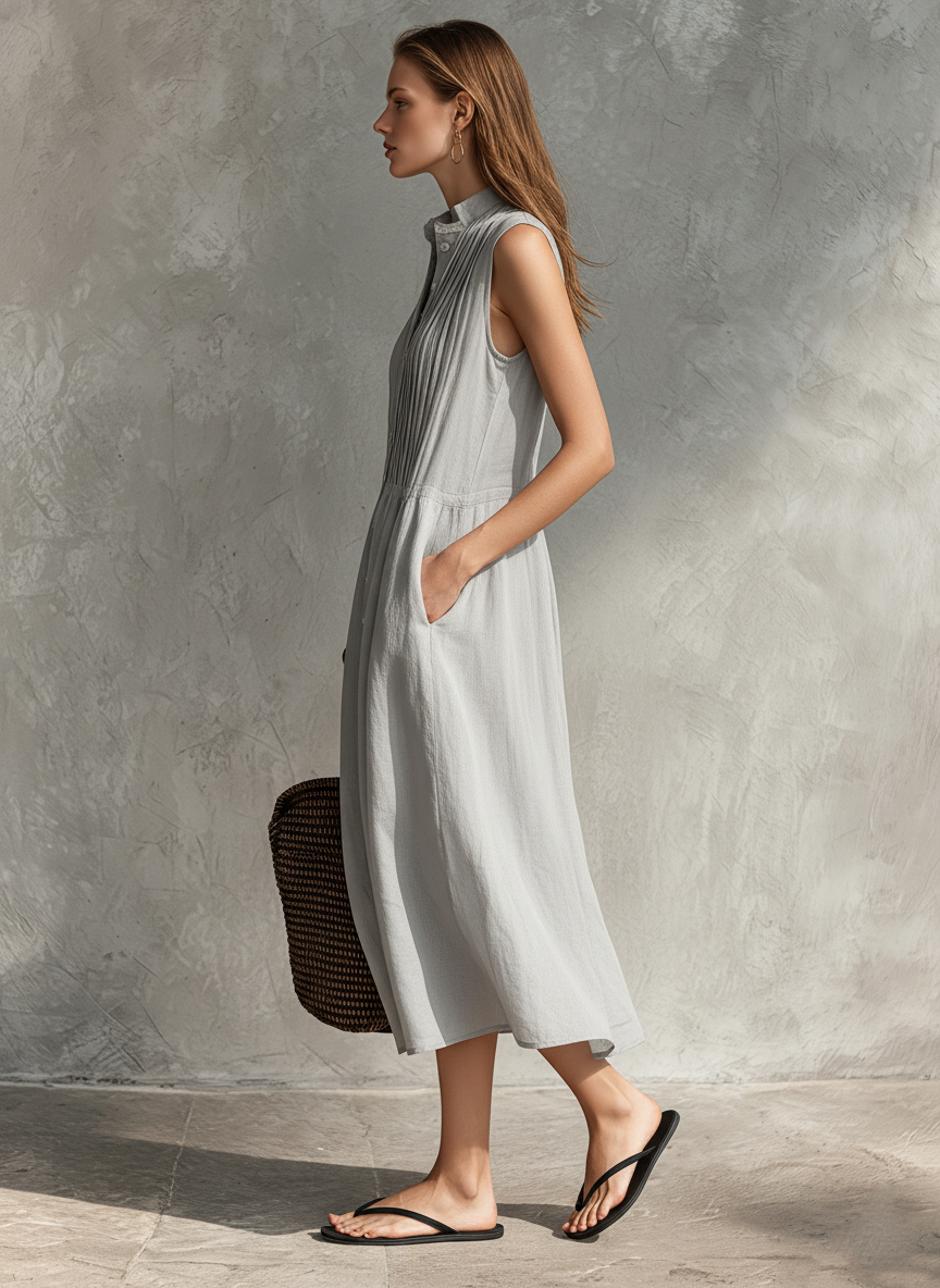 Alyssia | Elegant Midi Dress with Ruffle Detail and Flowy Silhouette