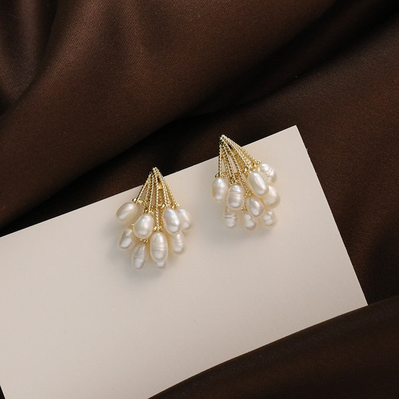 Pearl Rain Earrings - Elegant, Statement, Dangle Earrings