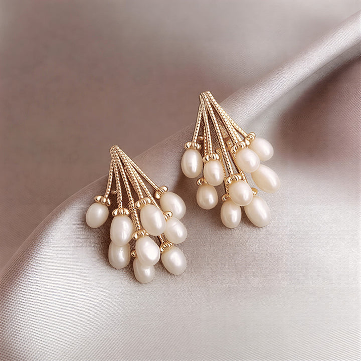 Pearl Rain Earrings - Elegant, Statement, Dangle Earrings