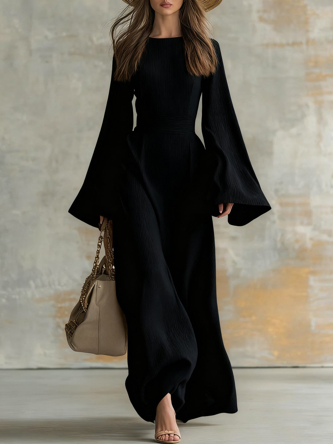 Samantha | Elegant Three Quarter Sleeve Midi Dress