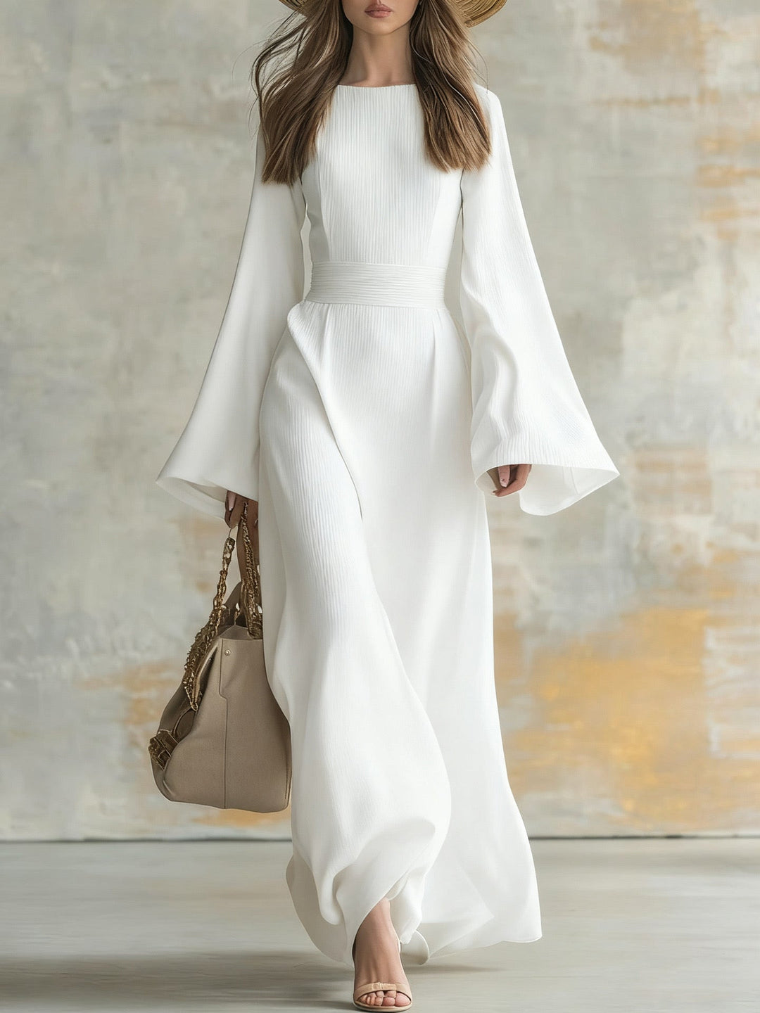 Samantha | Elegant Three Quarter Sleeve Midi Dress